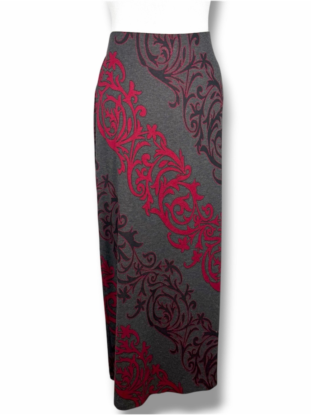 Y2K ECI New York Burgundy Paisley Maxi Skirt Small Boho Pull-On‎ - Picture 3 of 8